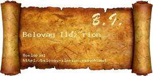 Belovay Ilárion névjegykártya